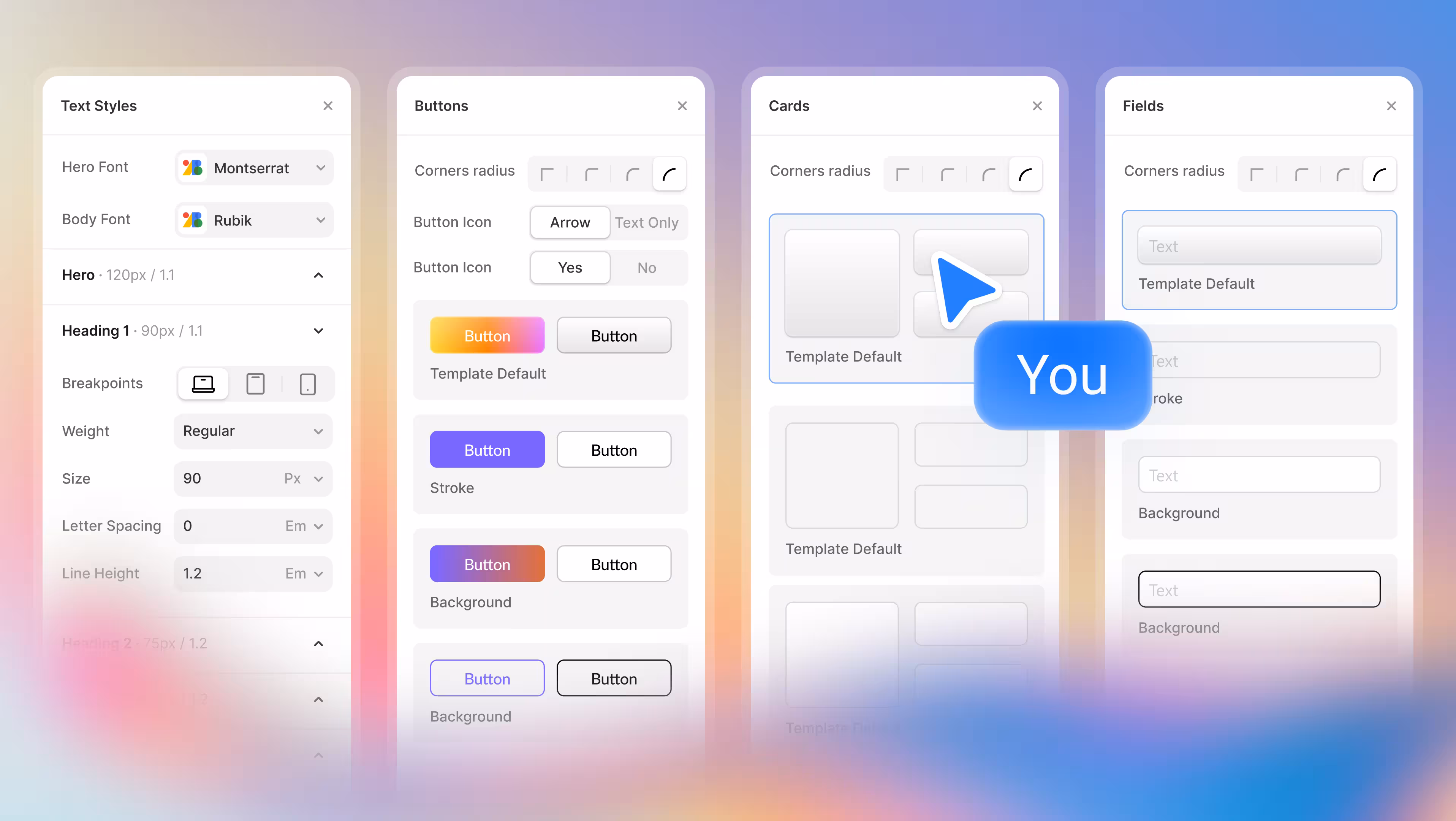New Styling Controls: Typography, Buttons, Cards, and Fields