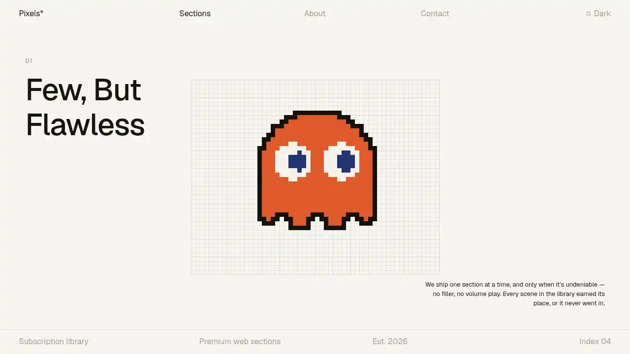 Pixels template preview