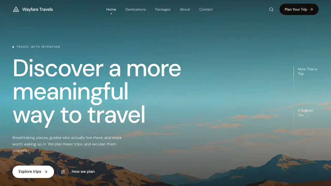 Wayfare Travels template preview