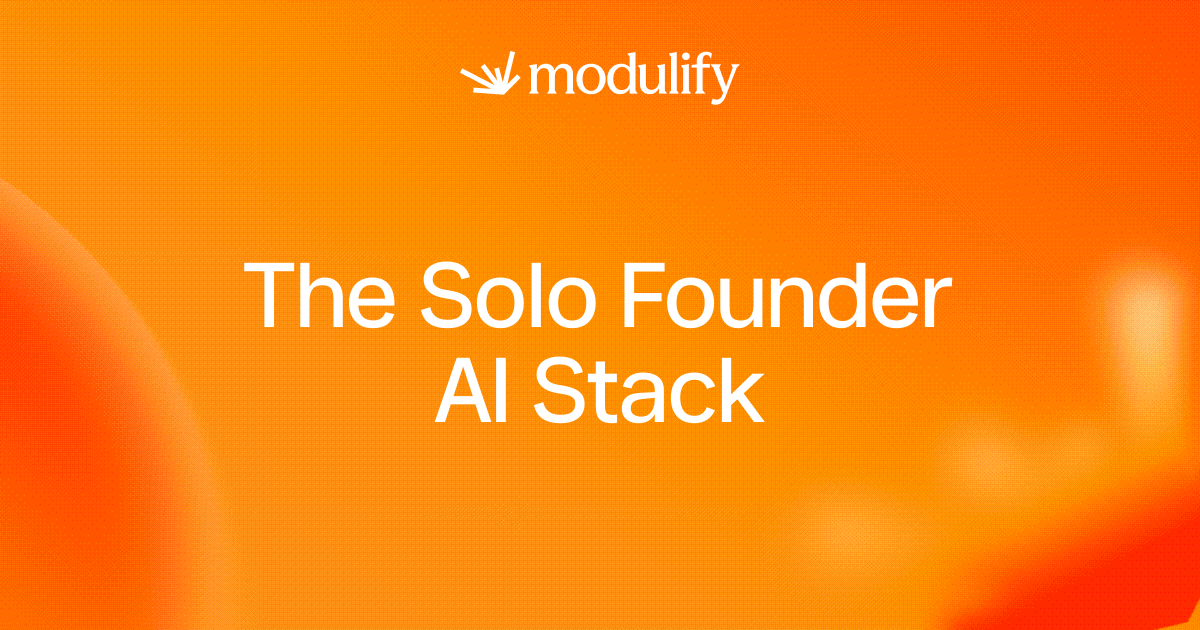 Cover for "The Solo Founder's 2026 AI Stack", showing a connected stack of tools for building, automating, marketing and analysing