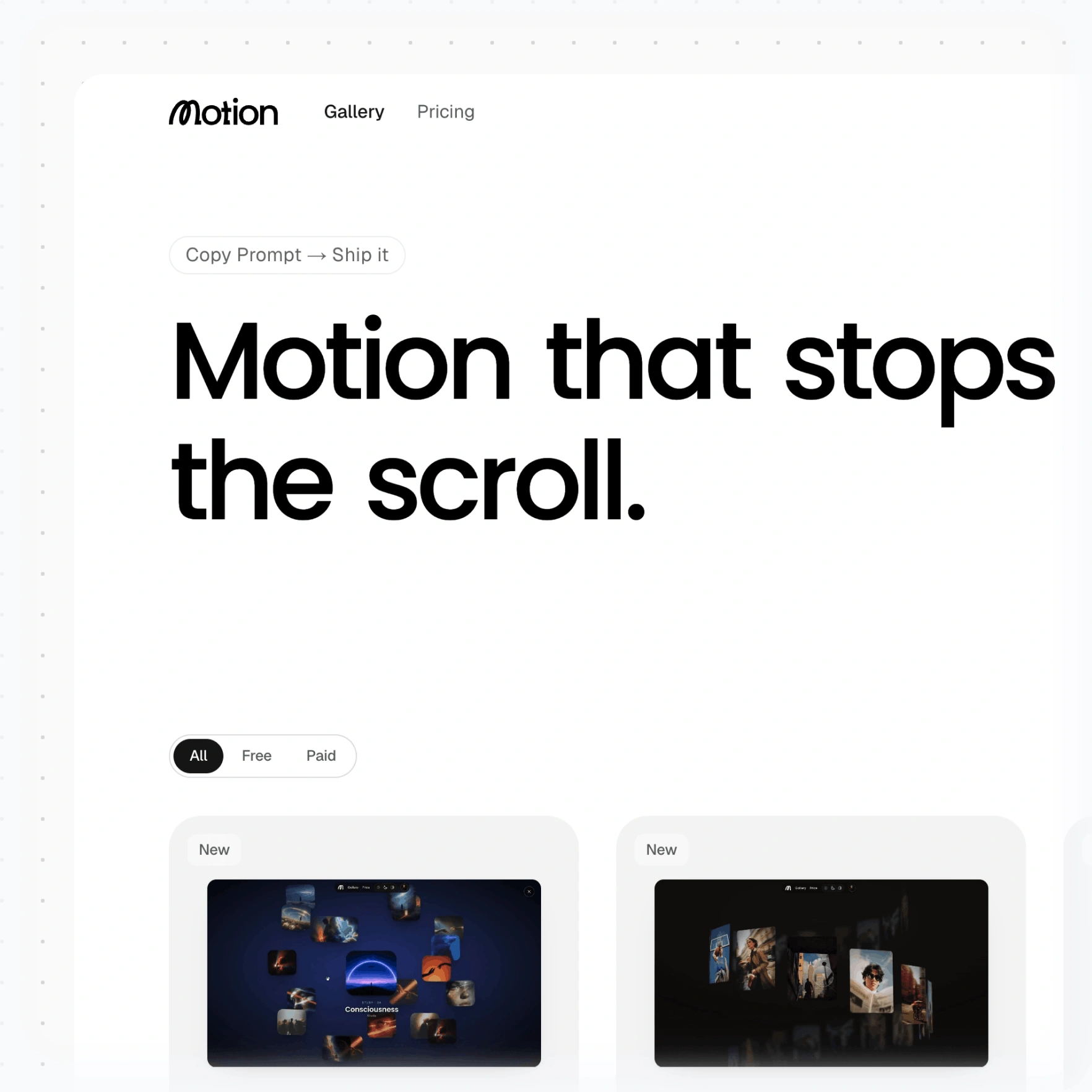 Motion website screenshot